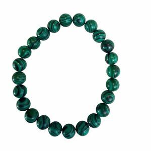 Faux Malachite Beaded Stretch Bracelet